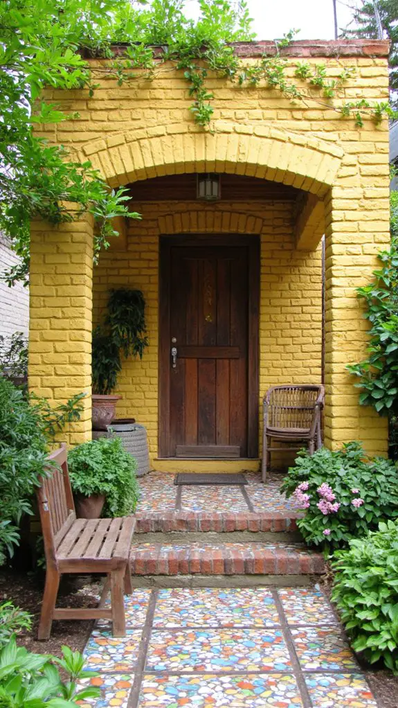 mixed materials with yellow brick