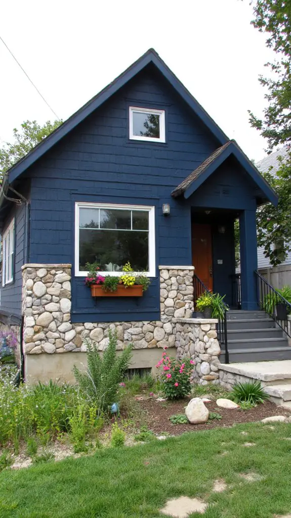 modern blue stone bungalow