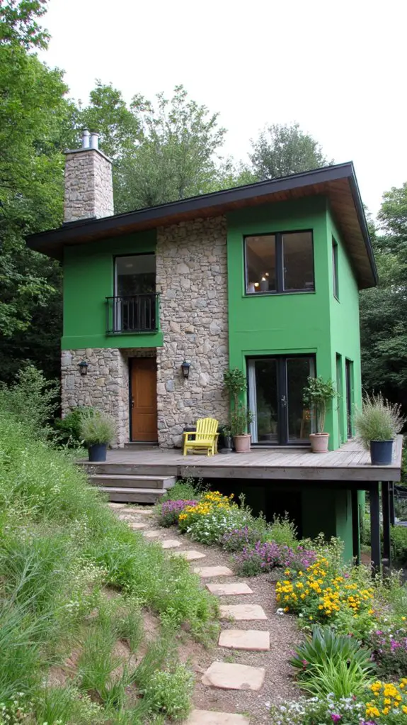 modern home with stone