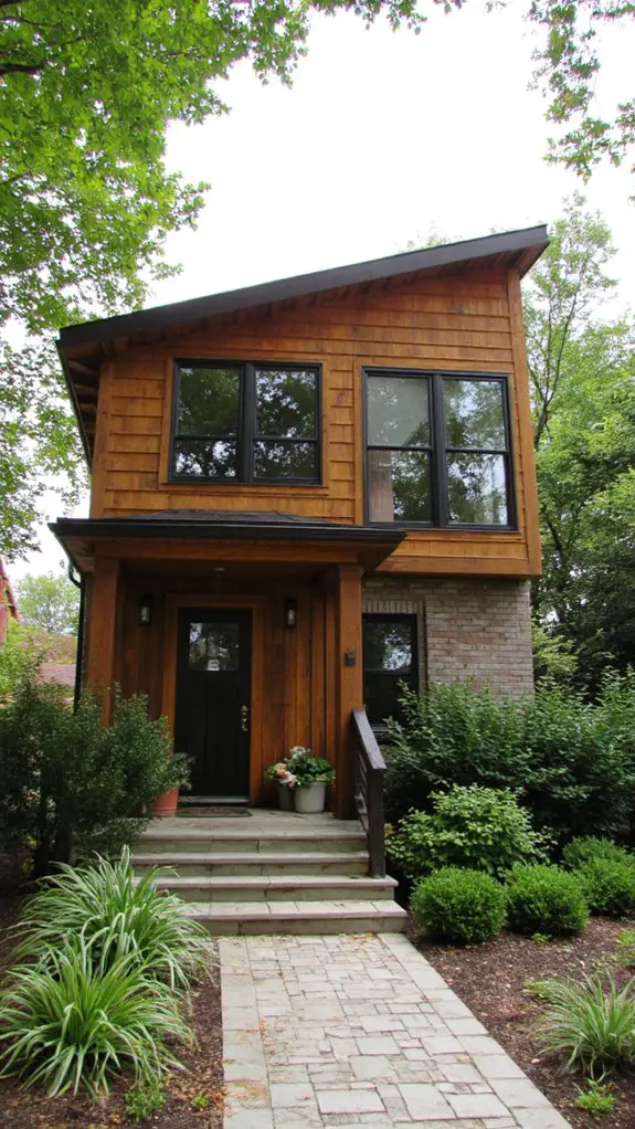 modern home with wood cladding