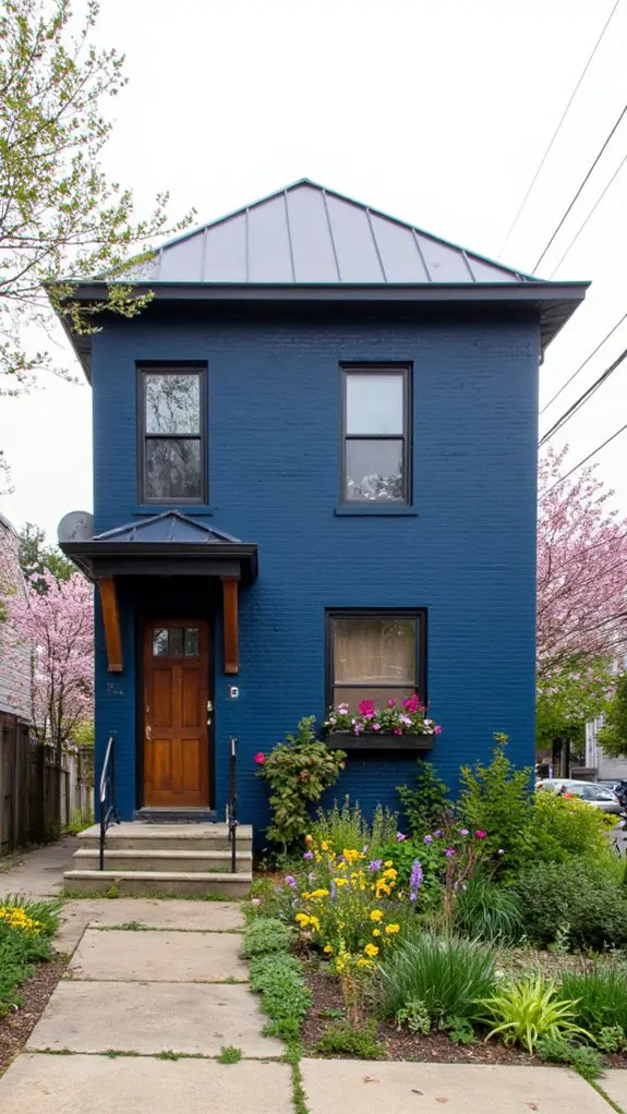 modern urban blue townhouse