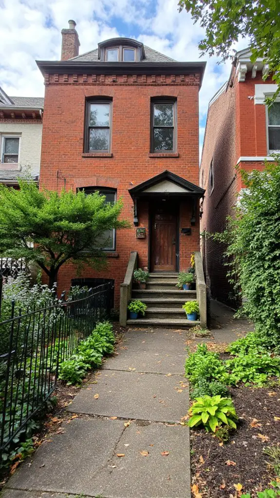 modern urban brown townhouses