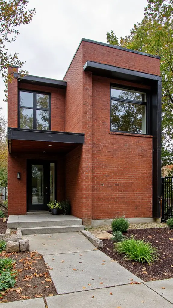 modernist home with brick