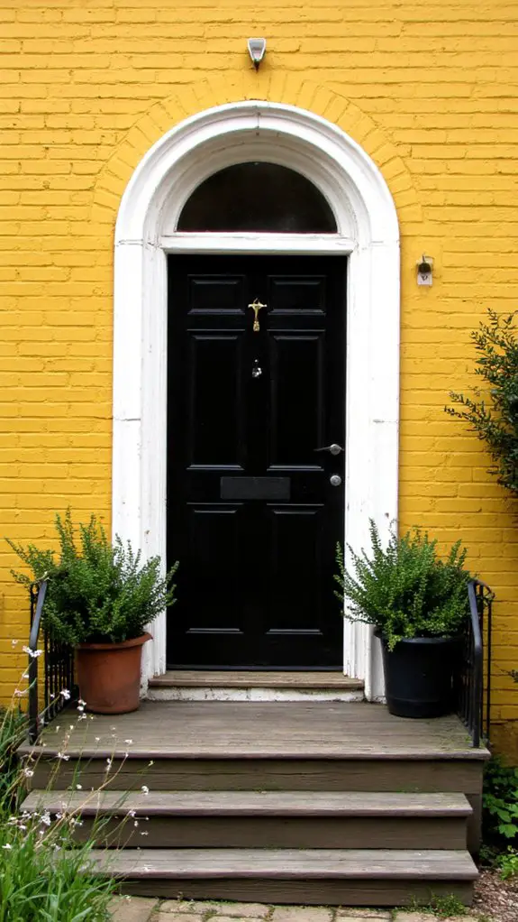 mustard yellow black door