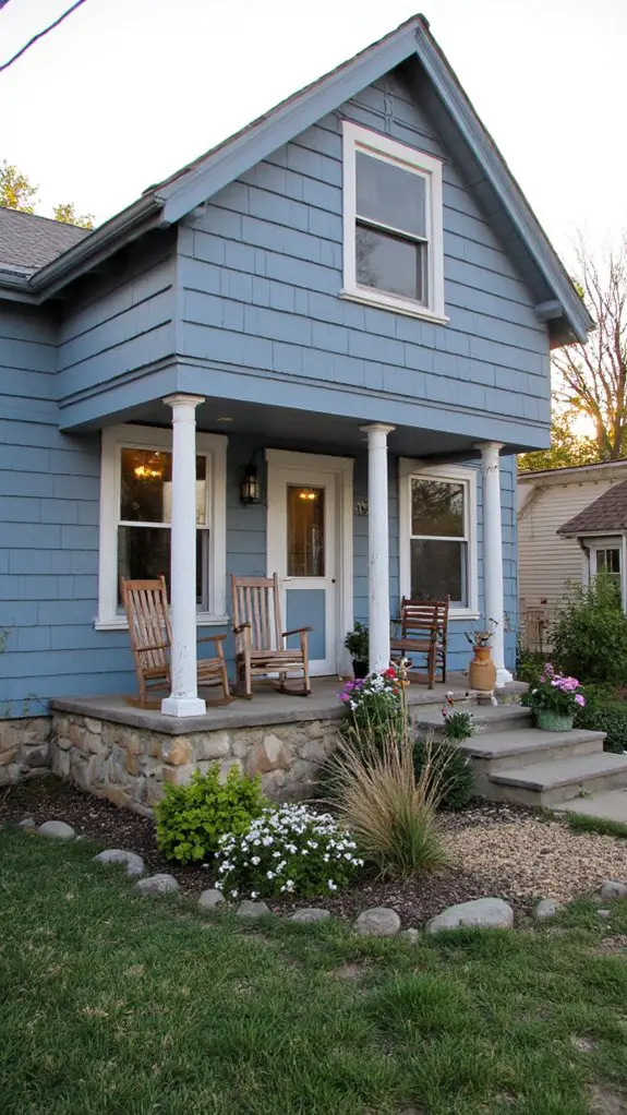 muted blue and stone