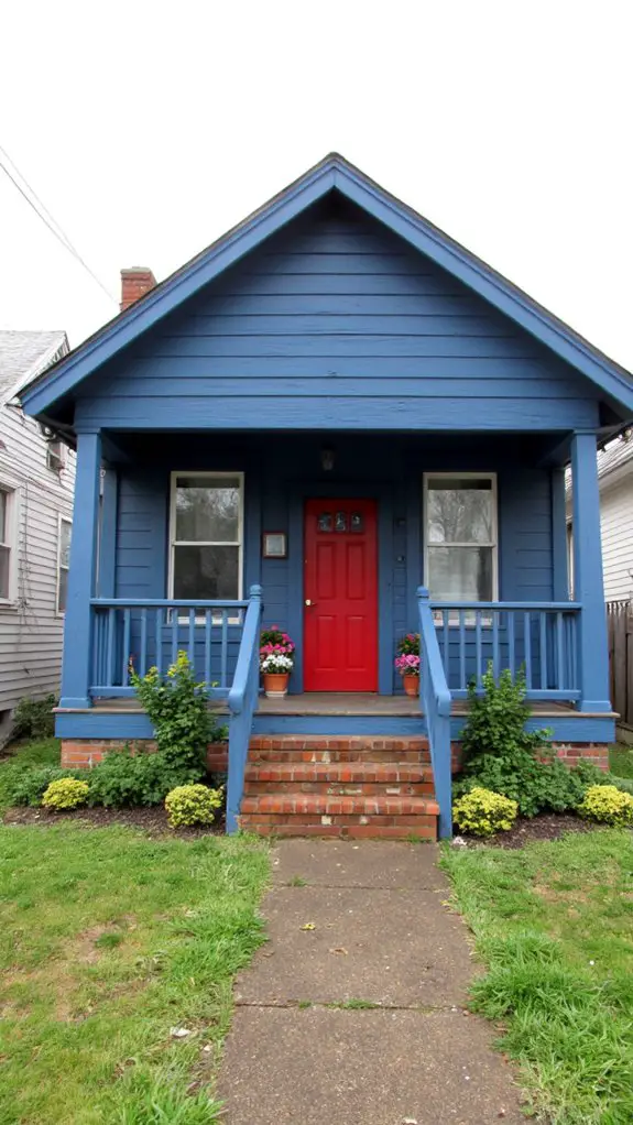 muted blue red door