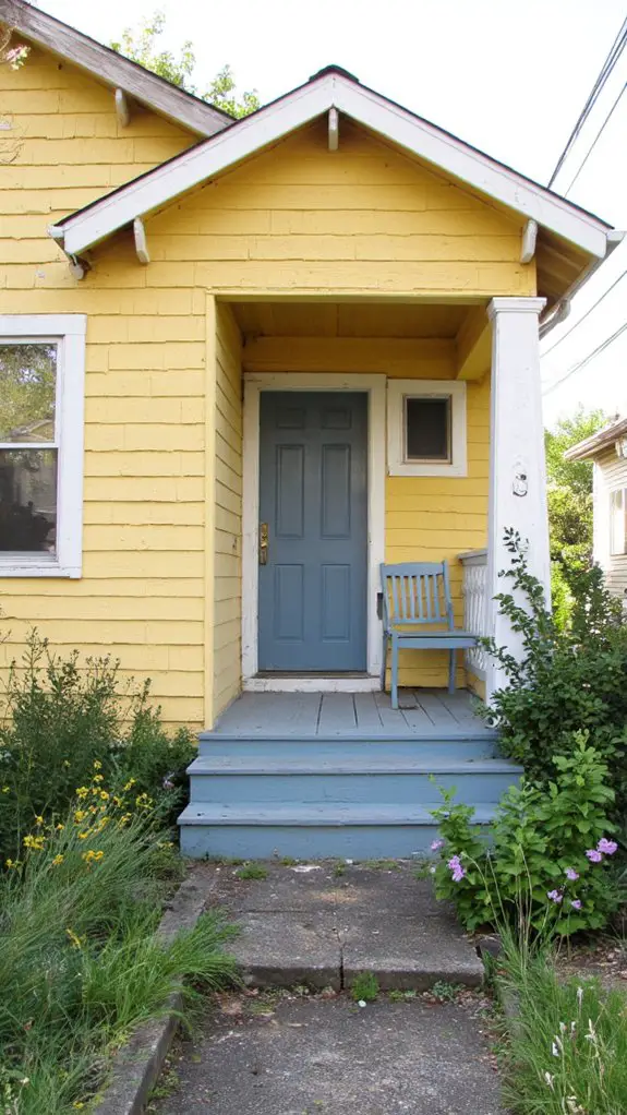 muted slate blue door
