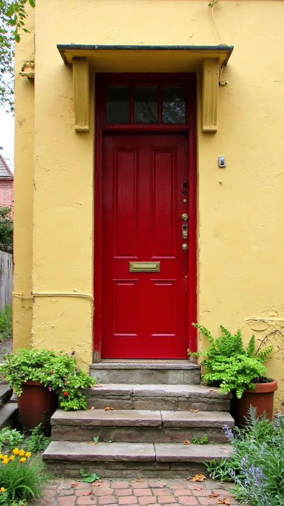 muted yellow rich red