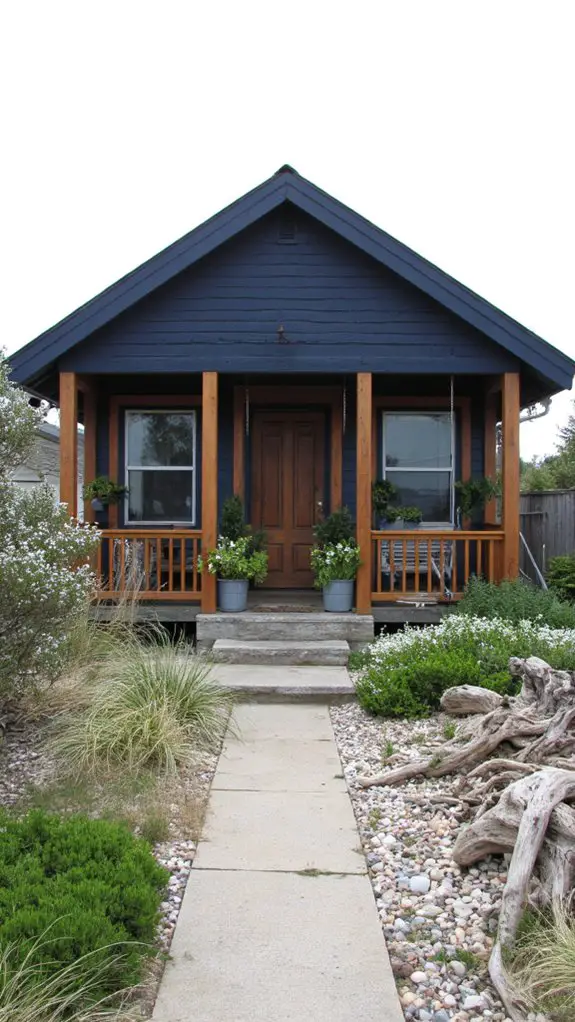 navy accents brown base