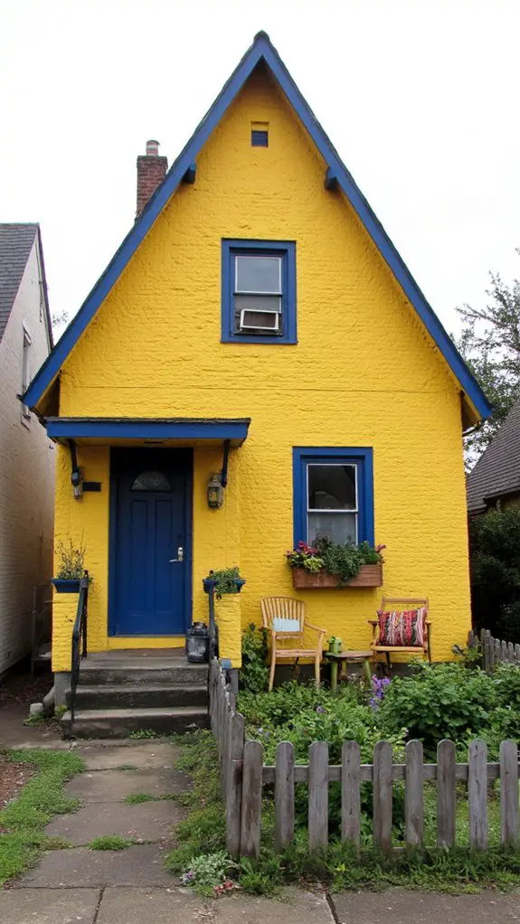 navy accents on yellow