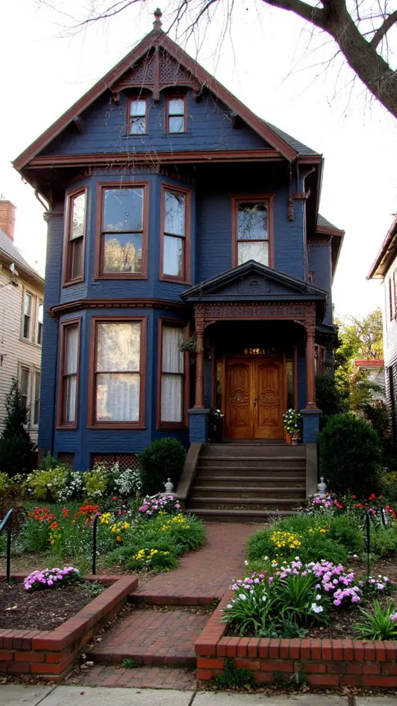 navy and brown accents