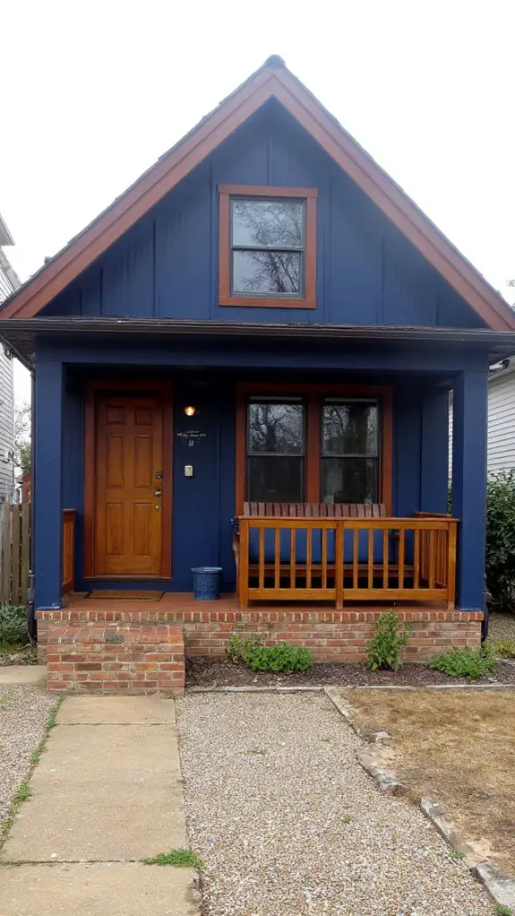 navy and brown accents