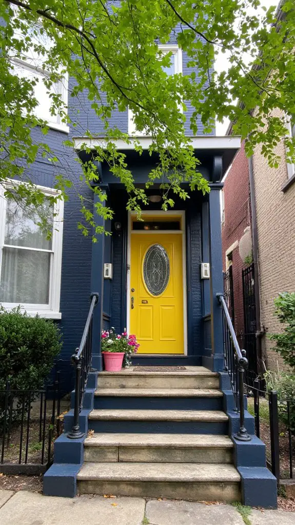 navy and yellow contrast