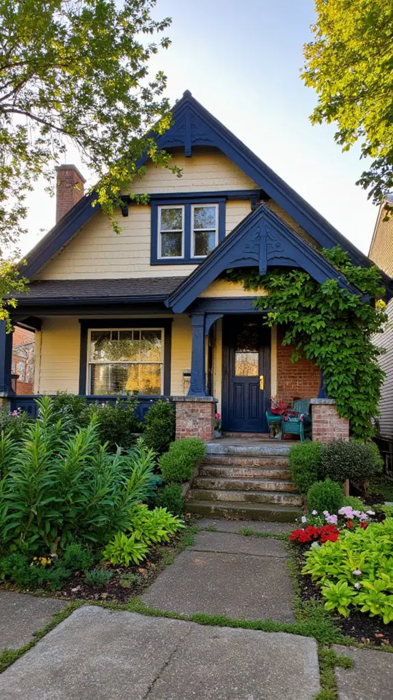 navy blue and cream highlights