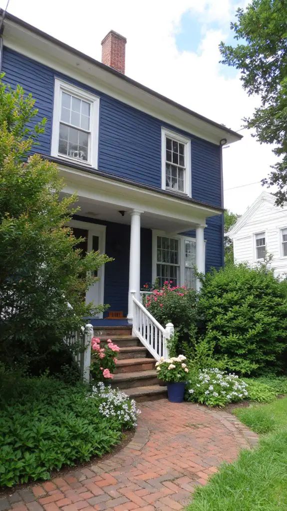 navy blue colonial elegance