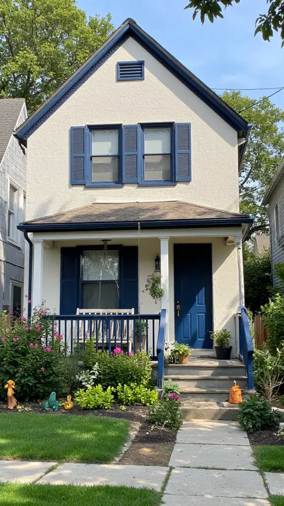 navy blue cream contrast