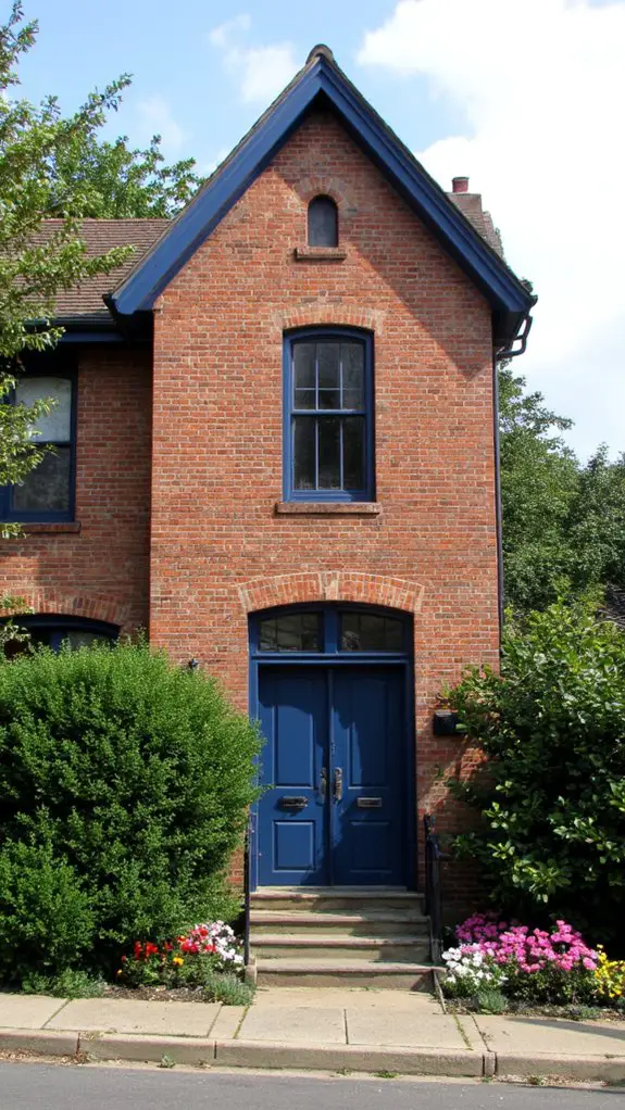 navy blue frames enhance brick