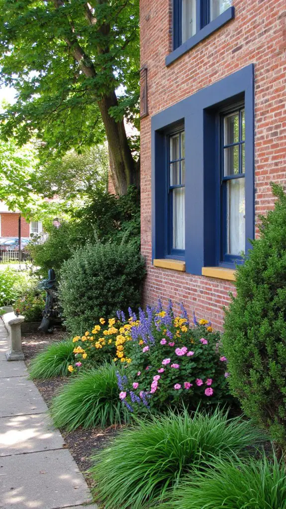 navy blue frames warm wood