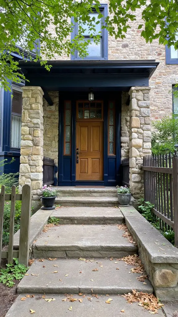 navy blue stone facade