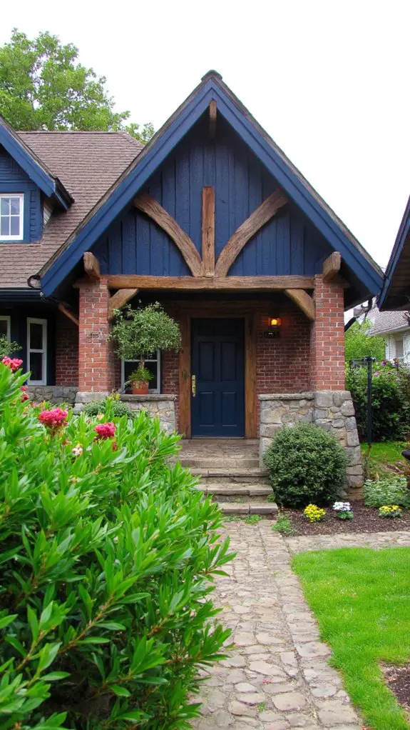 navy blue wooden beams