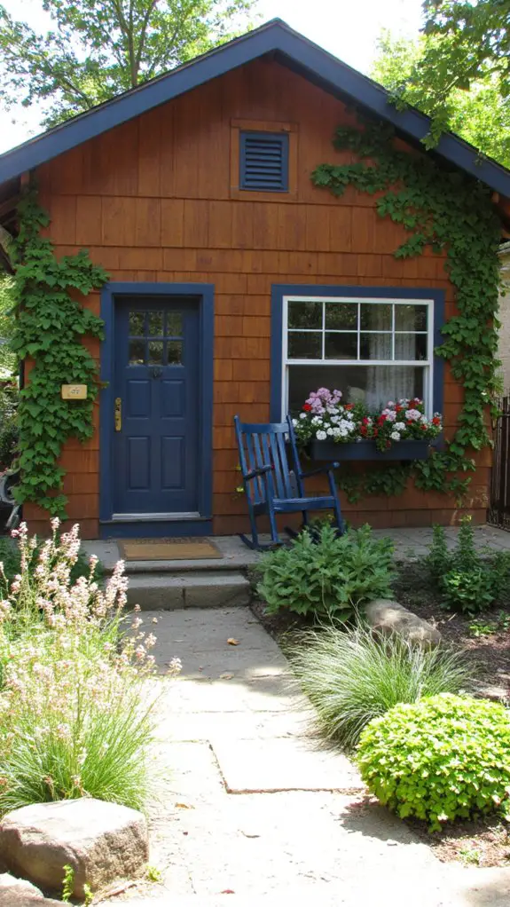 navy door brown cladding