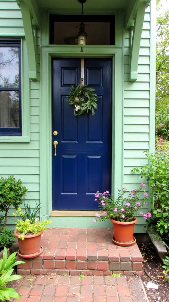 navy door enhances sophistication