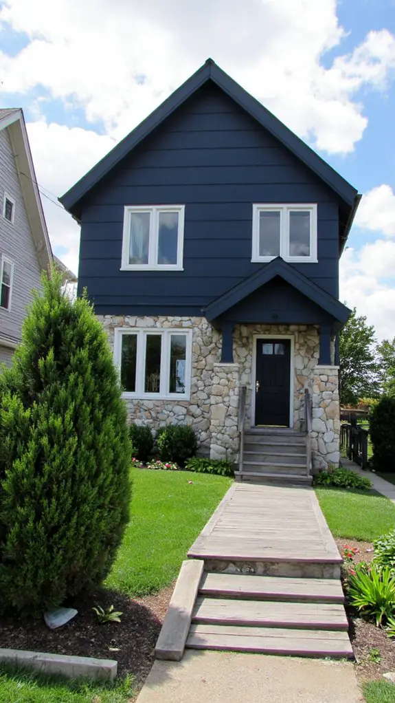 navy elegance with stone