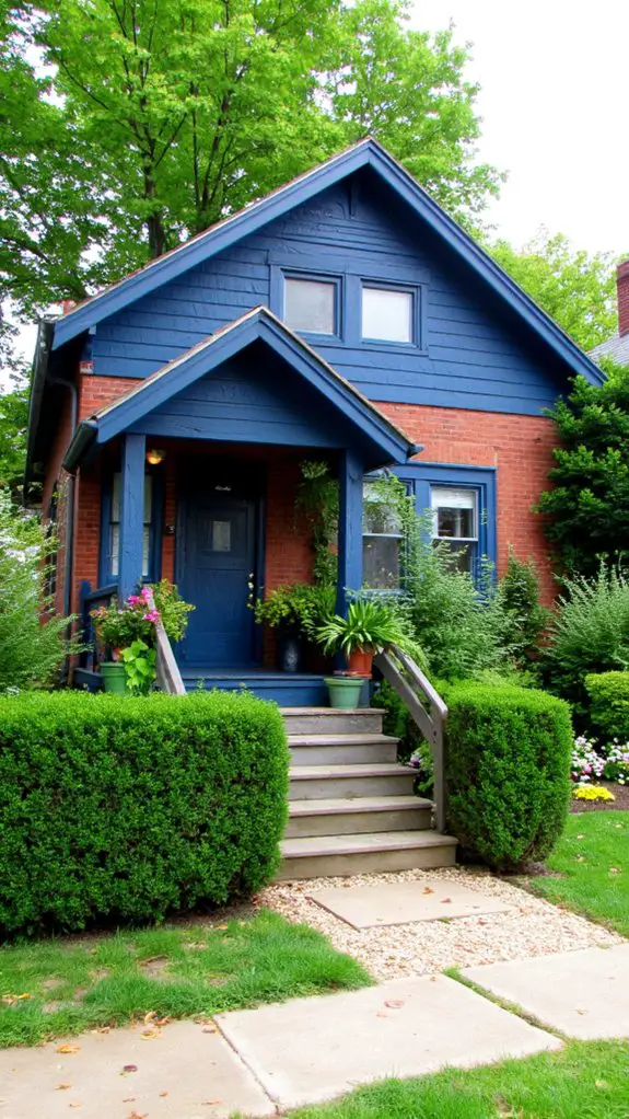 navy house lush landscaping