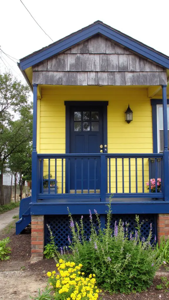 navy railings coastal charm