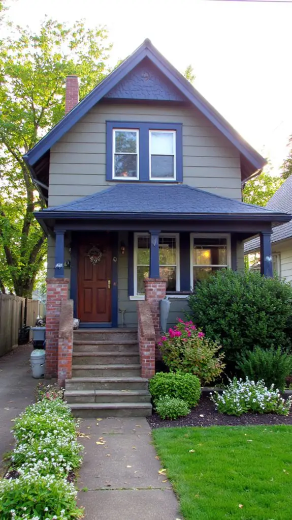 navy roof gray walls