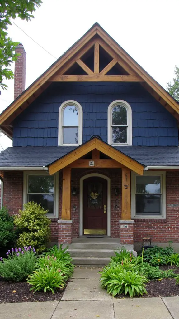 navy roofs wood eaves