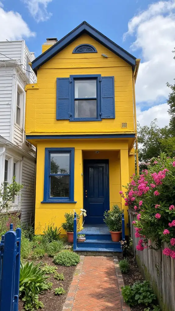 navy trim warm yellow