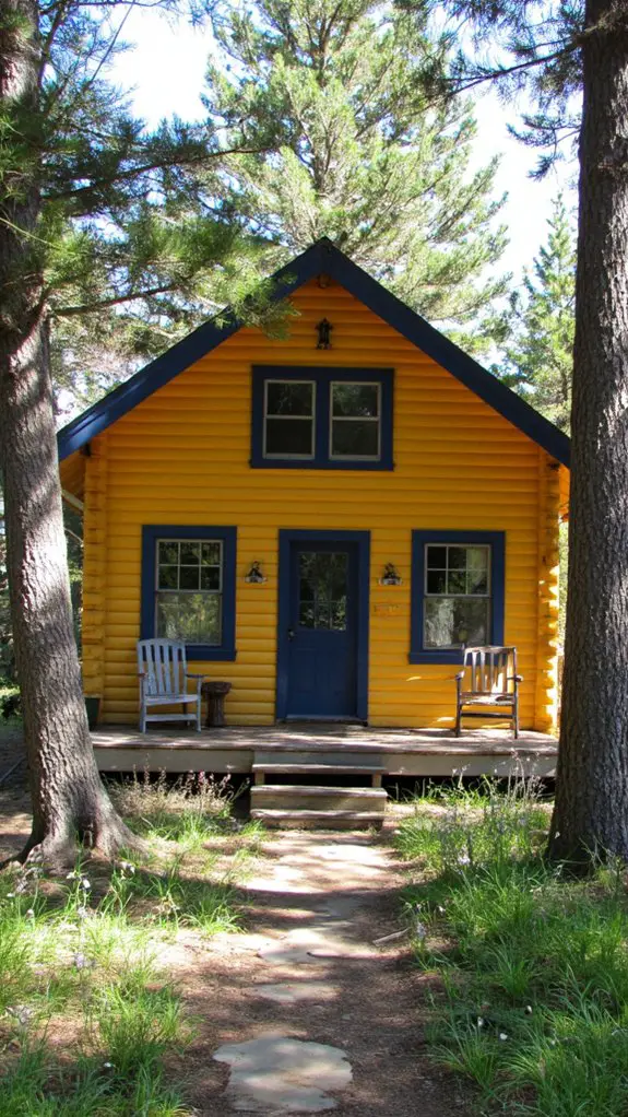 navy trimmed log cabin elegance
