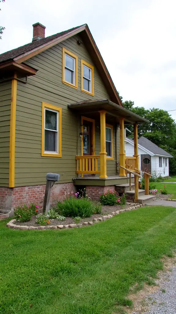 olive green and golden yellow