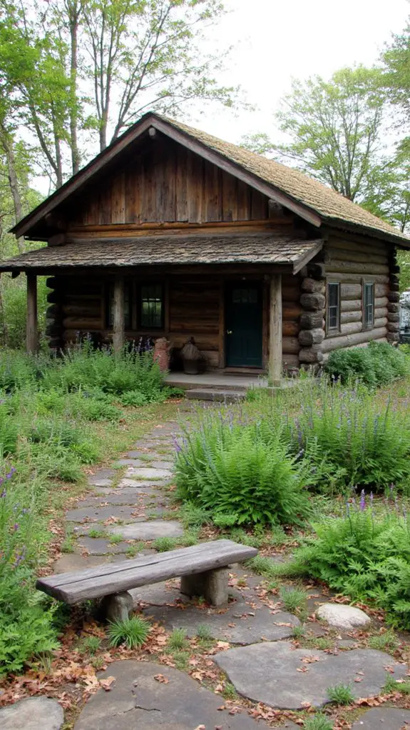 olive green log cabin tranquility