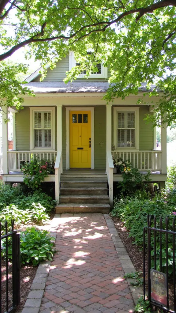 olive green yellow shutters
