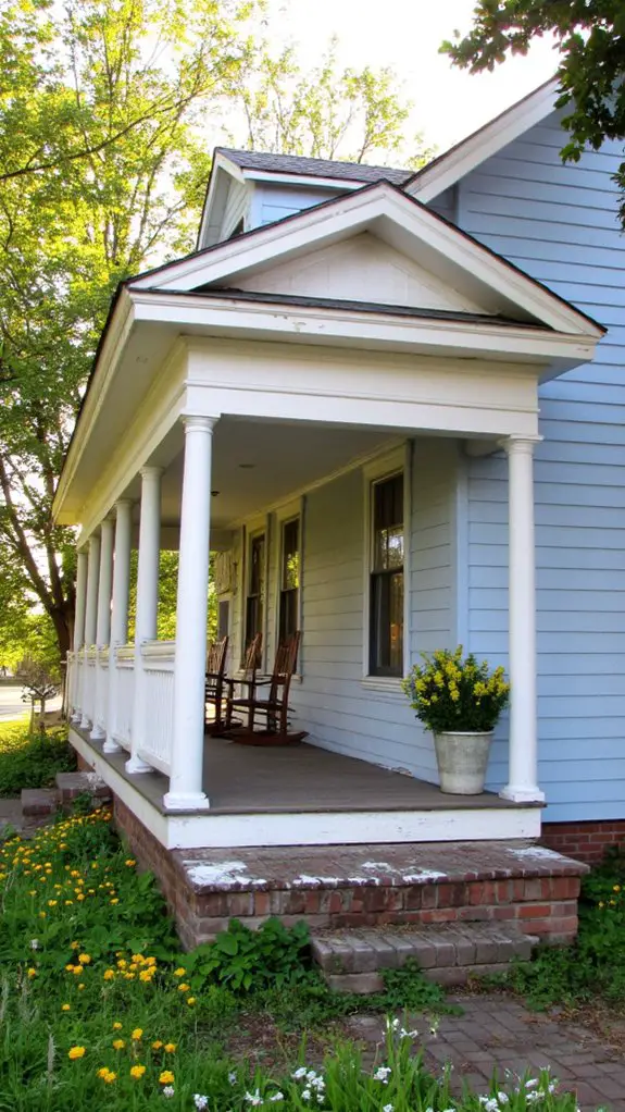 pale blue wrap around porch