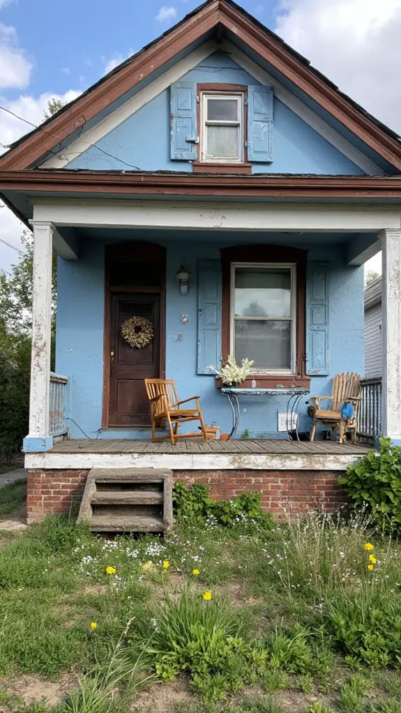 pastel blue weathered brown