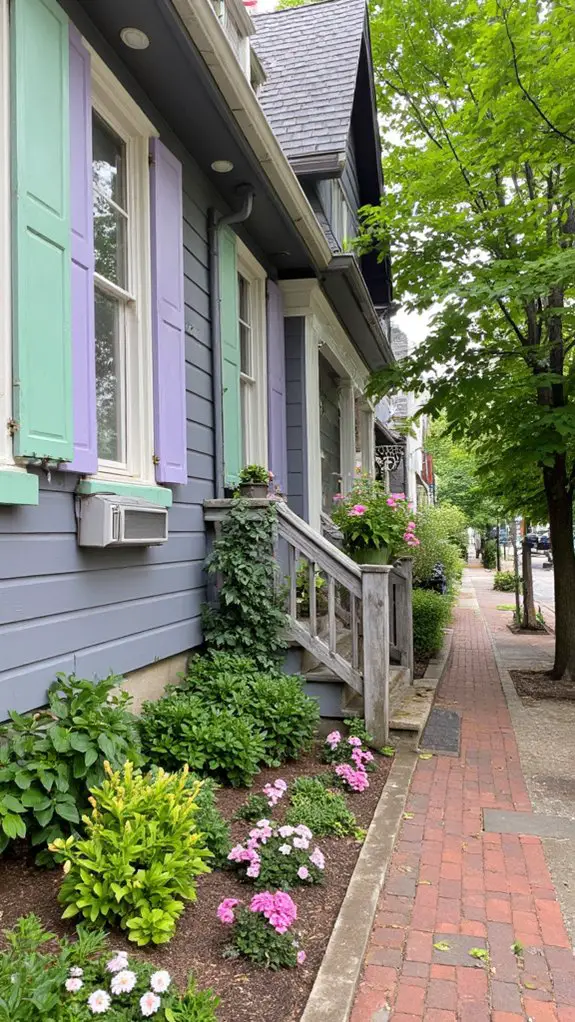 pastel shutters add charm