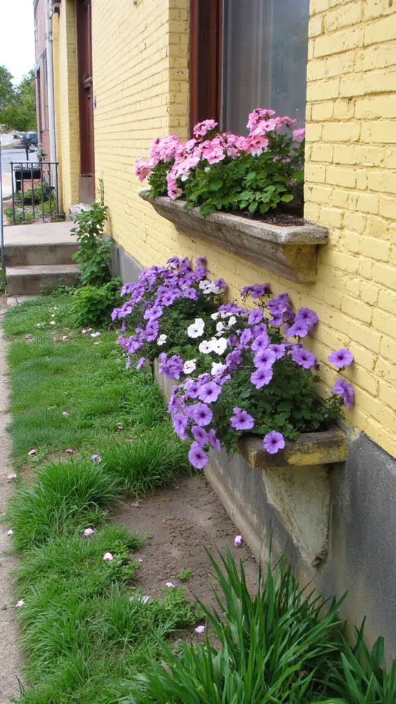 petunias brighten charming window boxes