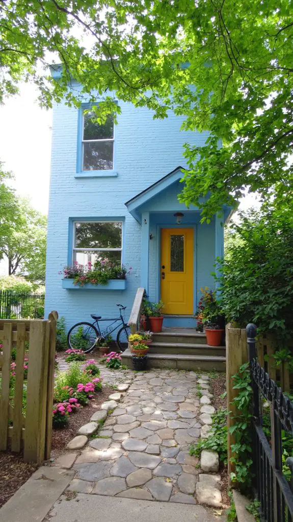 playful bright blue exterior