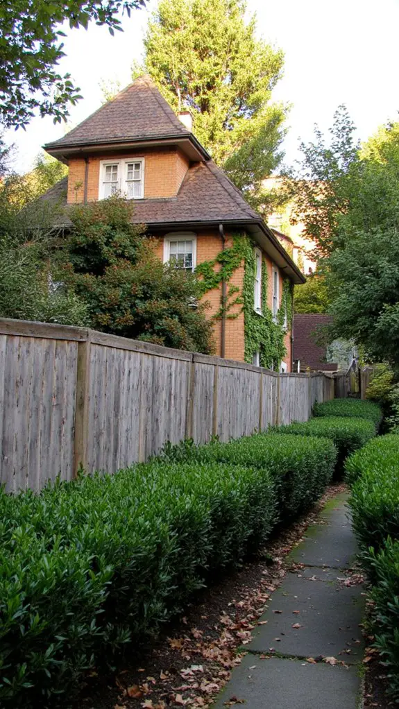 privacy through fencing hedges