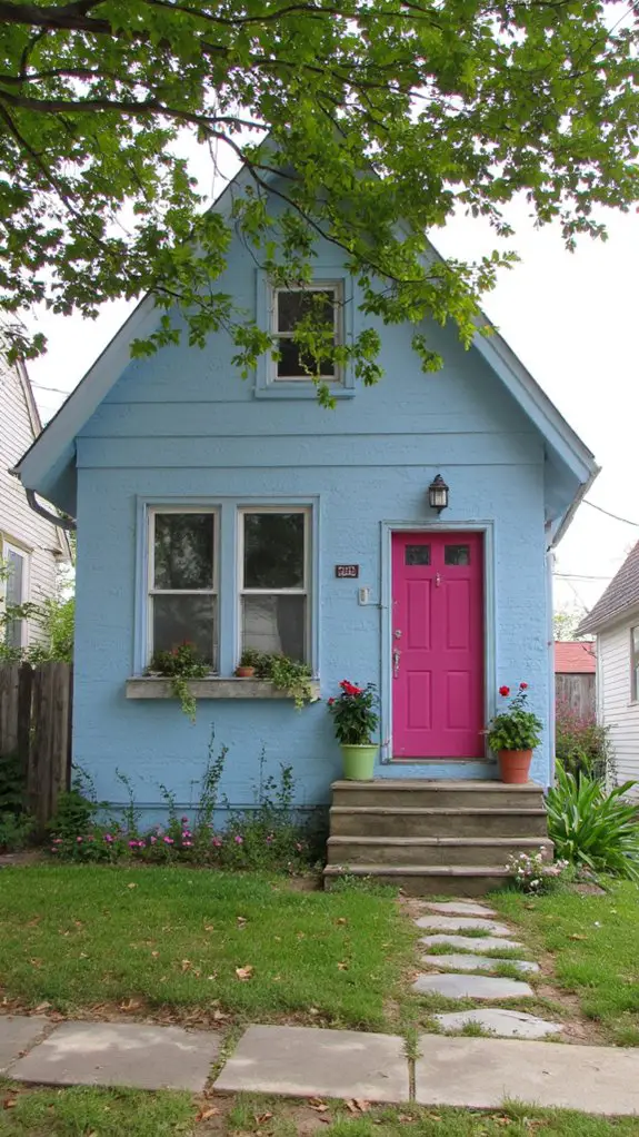raspberry pink blue exterior