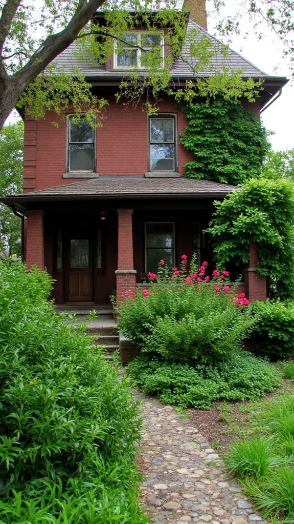 rich brick meets greenery