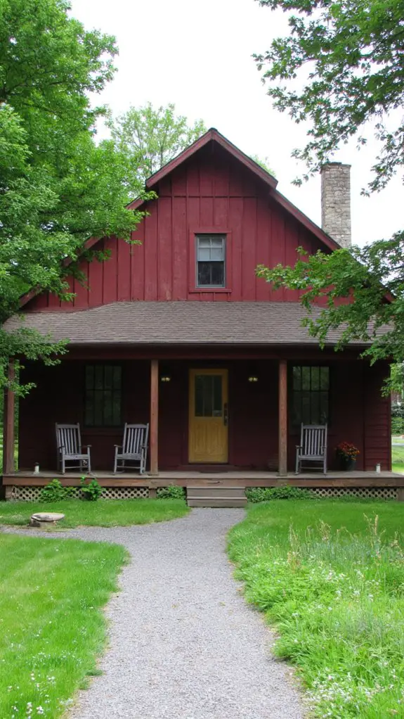 rustic maroon barn home