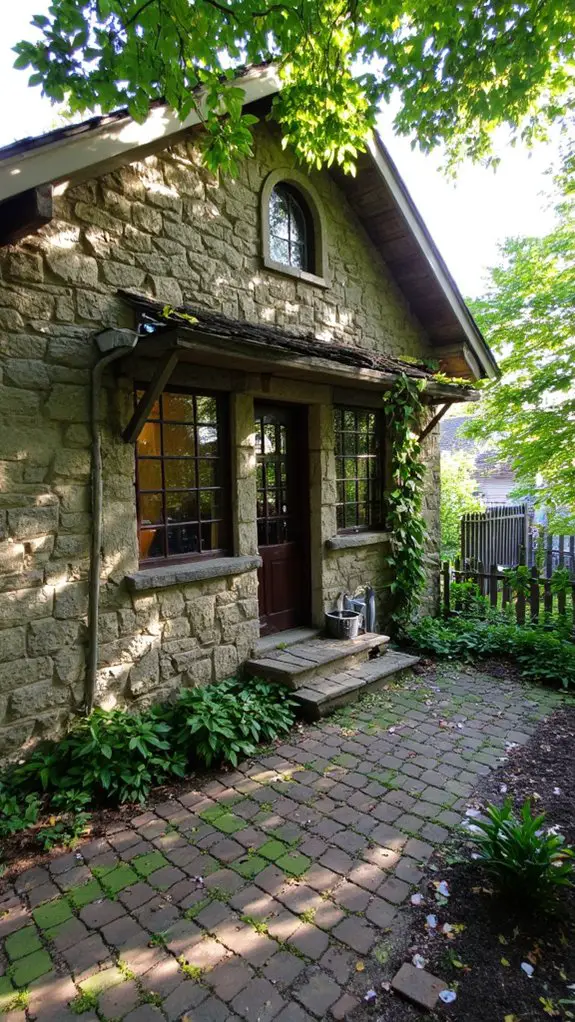 rustic stone and glass