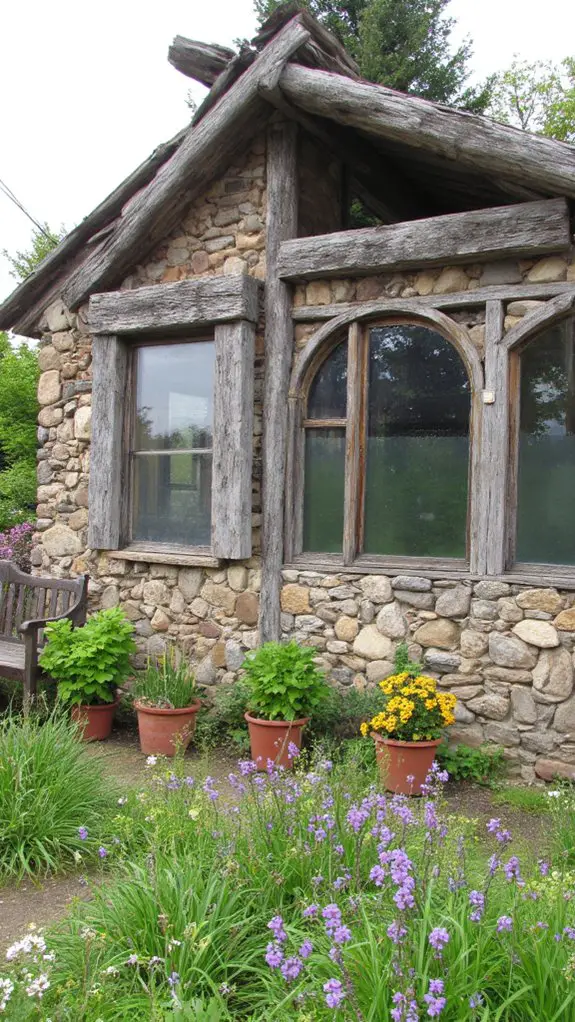 rustic stone greenhouse charm