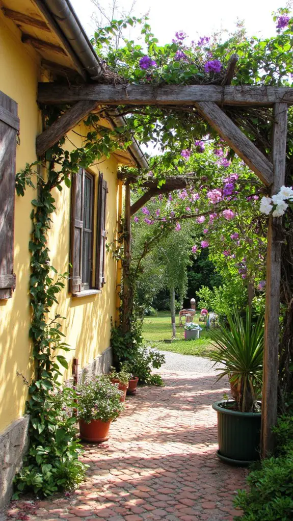 rustic trellises with flowers