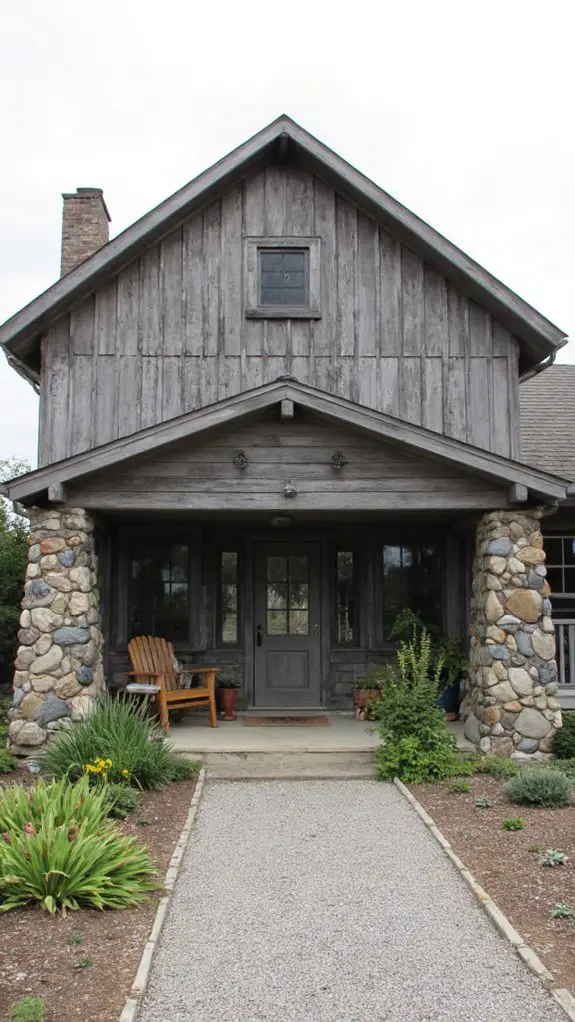 rustic wood and stone