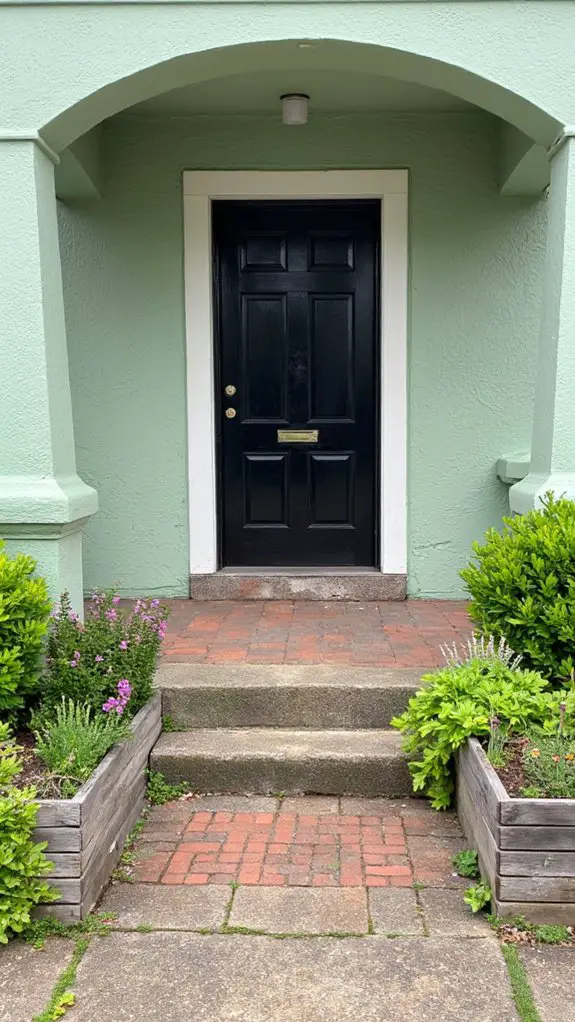 sagebrush green black door